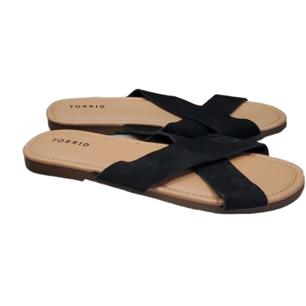 NEW Torrid Women Comfort Suede Straps Sandals Flats shoes sz 10W Wide